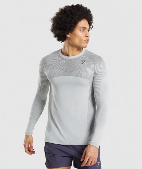 Koszulki Gymshark Apex Seamless Long Sleeve Męskie Głęboka Szare | PL 703PZG